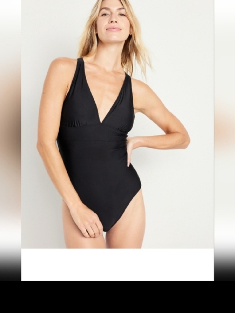 Old Navy Black V-Neck One-Piece Swimsuit